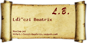 Lóczi Beatrix névjegykártya