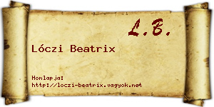 Lóczi Beatrix névjegykártya